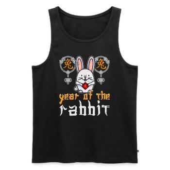 Personnage de lapin chinois Nouvel An - Débardeur bio Premium Homme - noir - Devant - AI Model Male 178 light (178cm)