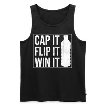 Bottle Flipping Saying Quote - Cap It Flip It Win - Men's Premium Organic Tank Top - black - Front - AI Model Male 178 light (178cm)
