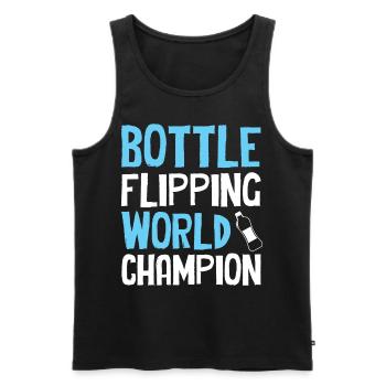 Bottle Flipping - Champion du Monde - Débardeur bio Premium Homme - noir - Devant - Michal (187cm)