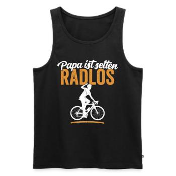 Papa ist selten radlos Biker Radfahrer Vater Shirt - Männer Premium Bio Tank Top - Schwarz - Vorne - Michal (187cm)