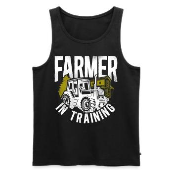 Farming Farmer Tractor Vintage - Men's Premium Organic Tank Top - black - Front - Michal (187cm)