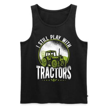 Farming Farmer Tractor Vintage I - Männer Premium Bio Tank Top - Schwarz - Vorne - Michal (187cm)