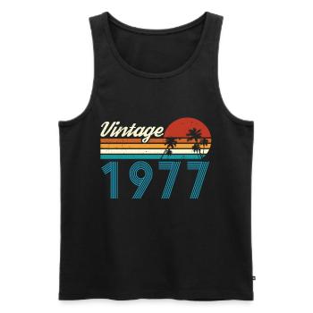 Vintage 1977 Vintage Birthday Retro Vintage - Men's Premium Organic Tank Top - black - Front - Michal (187cm)