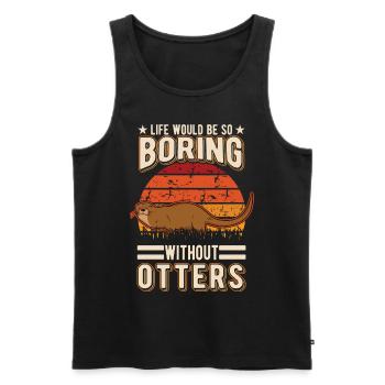 Otter Geschenk Fischotter Seeotter - Männer Premium Bio Tank Top - Schwarz - Vorne - Michal (187cm)