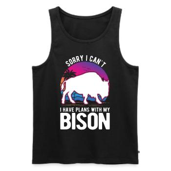 Buffle cadeau Bison buffle d’eau - Débardeur bio Premium Homme - noir - Devant - Michal (187cm)