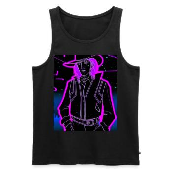 Goth Synthwave Outrun Goth Cowboy - Débardeur bio Premium Homme - noir - Devant - AI Model Male 178 light (178cm)