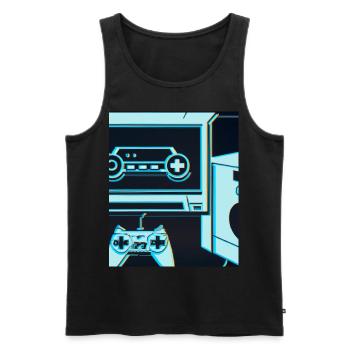 Vaporwave Aesthetic Gaming Konsole Controller - Männer Premium Bio Tank Top - Schwarz - Vorne - AI Model Male 178 light (178cm)