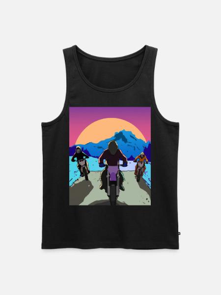 Vaporwave Aesthetic Sunset Mountains - Men's Premium Organic Tank Top - black