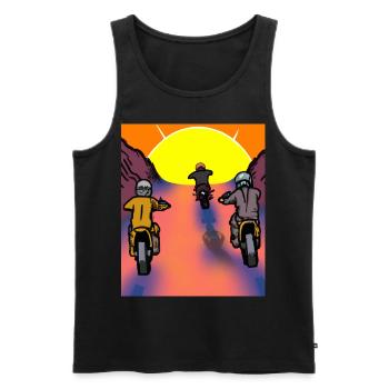 Vaporwave Aesthetic Sonnenuntergang Berge - Männer Premium Bio Tank Top - Schwarz - Vorne - AI Model Male 178 light (178cm)