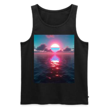 Vaporwave Aesthetic Sonnenuntergang Meer - Männer Premium Bio Tank Top - Schwarz - Vorne - AI Model Male 178 light (178cm)