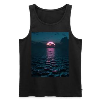 Vaporwave Aesthetic Sonnenuntergang Meer - Männer Premium Bio Tank Top - Schwarz - Vorne - AI Model Male 178 light (178cm)