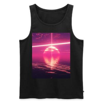 Vaporwave Esthétique Sunset Sea - Débardeur bio Premium Homme - noir - Devant - AI Model Male 178 light (178cm)