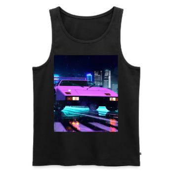 Vaporwave Aesthetic Sports Car Rain Night - Débardeur bio Premium Homme - noir - Devant - AI Model Male 178 light (178cm)