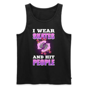 I Wear Skates and Hit People Roller Derby Roller - Männer Premium Bio Tank Top - Schwarz - Vorne - AI Model Male 178 light (178cm)