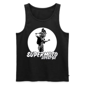 Supermoto / Supermotard / Supermoto Wheelie Biker - Men's Premium Organic Tank Top - black - Front - Michal (187cm)