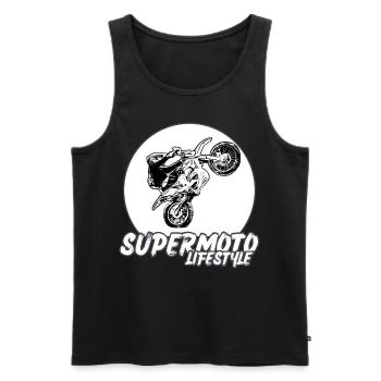 Supermoto / Supermotard / Supermoto Wheelie Biker - Men's Premium Organic Tank Top - black - Front - Michal (187cm)