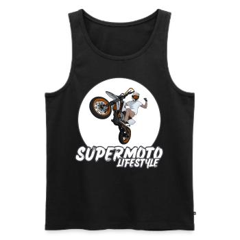 Supermotard / Supermotard / Supermotard Wheelie Bikers - Débardeur bio Premium Homme - noir - Devant - AI Model Male 178 light (178cm)