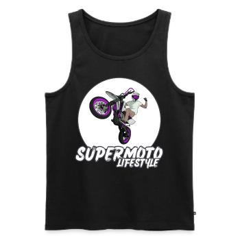 Supermoto / Supermotard / Supermoto Wheelie Biker - Men's Premium Organic Tank Top - black - Front - Michal (187cm)