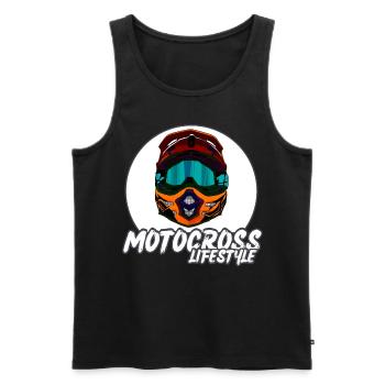 Motocross / Enduro / Freestyle mx / Dirtbike retro - Männer Premium Bio Tank Top - Schwarz - Vorne - Michal (187cm)