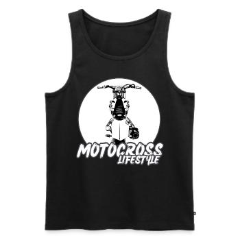 Motocross / Enduro / Freestyle mx / Dirtbike retro - Männer Premium Bio Tank Top - Schwarz - Vorne - Michal (187cm)