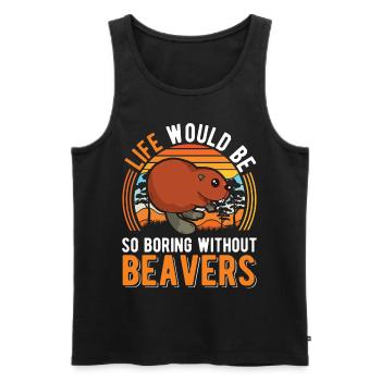 Biber Geschenk Biberdamm - Männer Premium Bio Tank Top - Schwarz - Vorne - Michal (187cm)