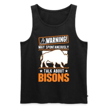 Warning Buffalo Bison Water Buffalo - Men's Premium Organic Tank Top - black - Front - Michal (187cm)