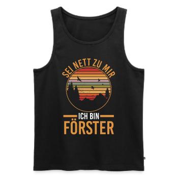 Waldarbeiter Holzfäller Waldarbeit Förster - Männer Premium Bio Tank Top - Schwarz - Vorne - Michal (187cm)