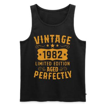 Cadeau D'anniversaire Vintage 1982 Limited Edition - Débardeur bio Premium Homme - noir - Devant - Michal (187cm)