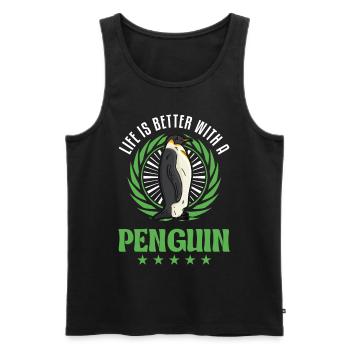 Life is better with a Penguin Pinguin - Männer Premium Bio Tank Top - Schwarz - Vorne - Michal (187cm)