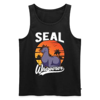 Seal Whisperer Sea Lion Whisperer Seal - Débardeur bio Premium Homme - noir - Devant - AI Model Male 178 light (178cm)