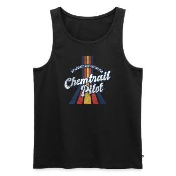 Vintage Retro Chemtrail Pilot Parody Shirt - Männer Premium Bio Tank Top - Schwarz - Vorne - AI Model Male 178 light (178cm)