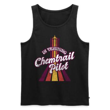 Vintage Retro Chemtrail Pilot Training Parody Shir - Männer Premium Bio Tank Top - Schwarz - Vorne - AI Model Male 178 light (178cm)