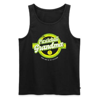 Pickleball Grand-mère restez hors de ma chemise de cuisine - Débardeur bio Premium Homme - noir - Devant - AI Model Male 178 light (178cm)