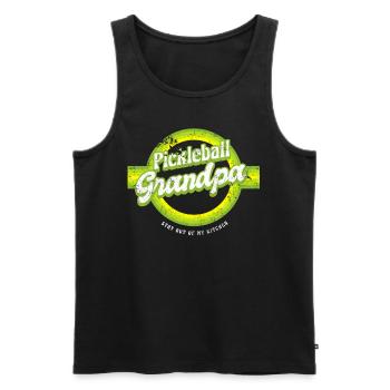 Retro Pickleball Grandpa Stay Out Of My Kitchen Shirt - Men's Premium Organic Tank Top - black - Front - AI Model Male 178 light (178cm)