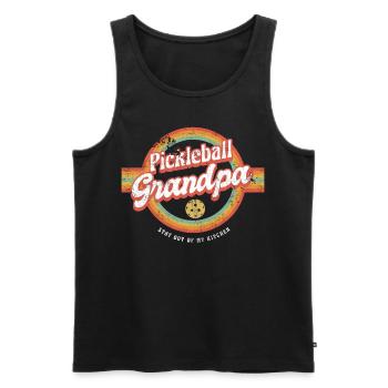 Retro Pickleball Grandpa Stay Out Of My Kitchen Shirt - Men's Premium Organic Tank Top - black - Front - AI Model Male 178 light (178cm)