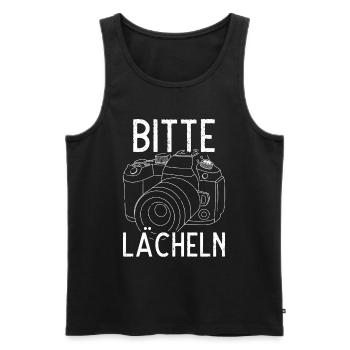 Bitte Lächeln - Männer Premium Bio Tank Top - Schwarz - Vorne - Michal (187cm)