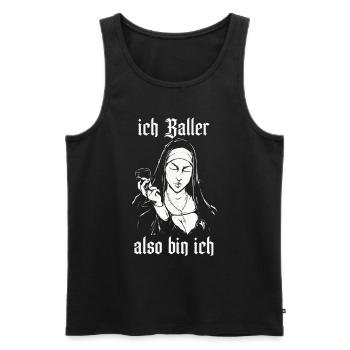 Saufen Ballert Gottlos Nonne Trinkt Wein - Männer Premium Bio Tank Top - Schwarz - Vorne - Michal (187cm)