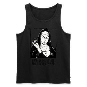 Gin Spruch Forgive Me Father For I Have Ginned - Männer Premium Bio Tank Top - Schwarz - Vorne - Michal (187cm)