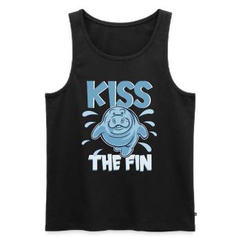 Kiss the fin Manatee mollige Seekuh - Männer Premium Bio Tank Top - Schwarz - Vorne - Michal (187cm)