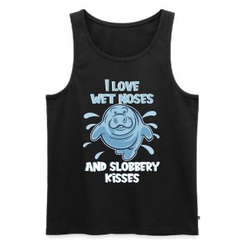 Cold Nose Warm Heart Manatee Chubby Manatee - Men's Premium Organic Tank Top - black - Front - AI Model Male 178 light (178cm)