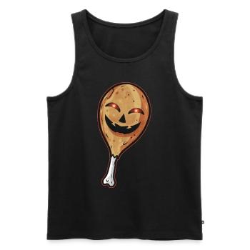Chicken Thigh With Jack O Lantern Face Costume - Men's Premium Organic Tank Top - black - Front - Michal (187cm)