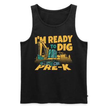 Je suis prêt à creuser un travailleur de la construction pré-K de retour - Débardeur bio Premium Homme - noir - Devant - AI Model Male 178 light (178cm)