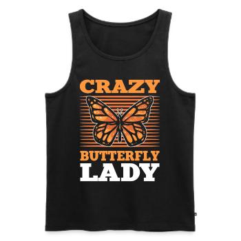 Crazy Butterfly Lady Monarque Papillon - Débardeur bio Premium Homme - noir - Devant - AI Model Male 178 light (178cm)