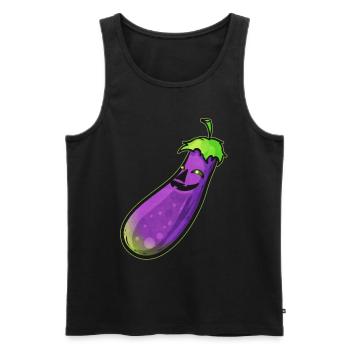 Eggplant Aubergine Jack O Lantern Face Costume - Männer Premium Bio Tank Top - Schwarz - Vorne - AI Model Male 178 light (178cm)