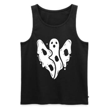 Scary Ghost Says Boo With His Body on Halloween - Men's Premium Organic Tank Top - black - Front - Michal (187cm)