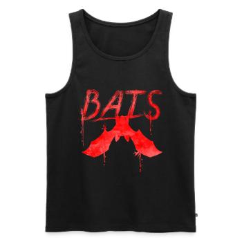 Bats Written With A Bat Hanging Down Halloween - Männer Premium Bio Tank Top - Schwarz - Vorne - AI Model Male 178 light (178cm)