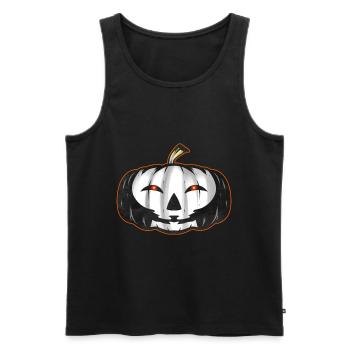 Citrouille noire avec peinture de crâne Halloween - Débardeur bio Premium Homme - noir - Devant - Michal (187cm)
