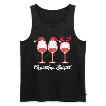 Spiritueux de Noël Verres de Vin Vacances - Débardeur bio Premium Homme - noir - Devant - AI Model Male 178 light (178cm)