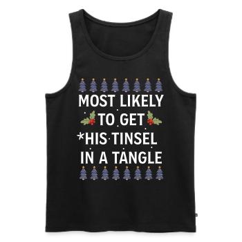 Christmas Most Likely To Get His Tinsel In A Tangl - Männer Premium Bio Tank Top - Schwarz - Vorne - Michal (187cm)