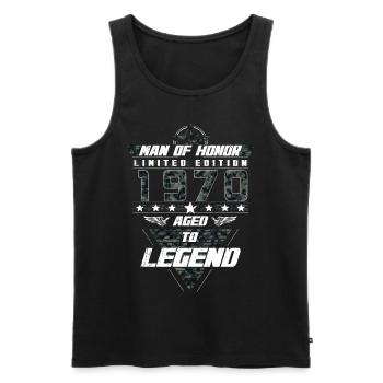 Man of Honor Year of Birth 1970 Camouflage Gift - Men's Premium Organic Tank Top - black - Front - Michal (187cm)